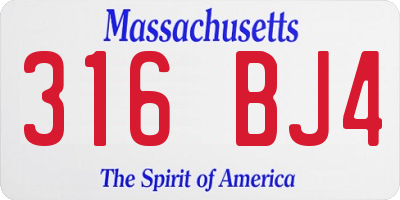 MA license plate 316BJ4