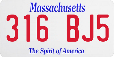 MA license plate 316BJ5