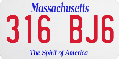 MA license plate 316BJ6