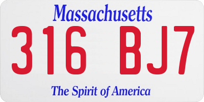 MA license plate 316BJ7