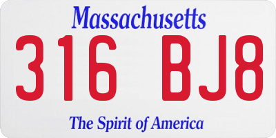 MA license plate 316BJ8