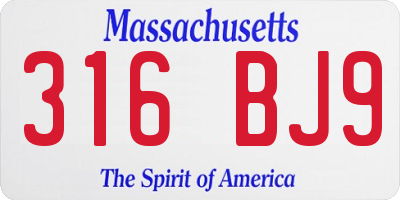MA license plate 316BJ9