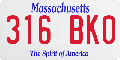 MA license plate 316BK0