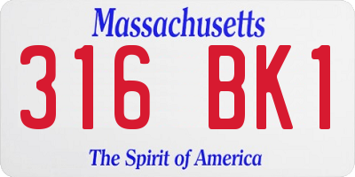 MA license plate 316BK1