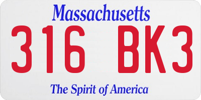 MA license plate 316BK3