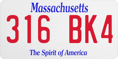 MA license plate 316BK4