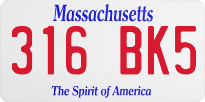 MA license plate 316BK5