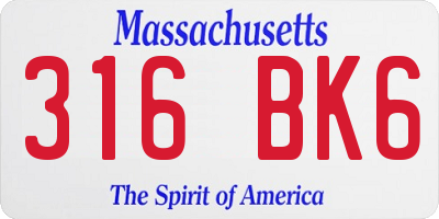 MA license plate 316BK6