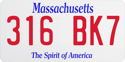 MA license plate 316BK7