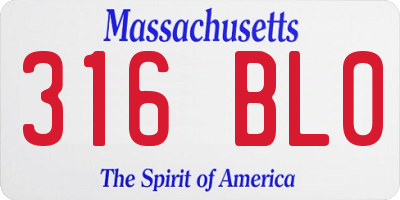 MA license plate 316BL0