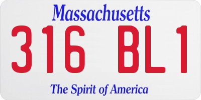 MA license plate 316BL1