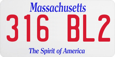 MA license plate 316BL2