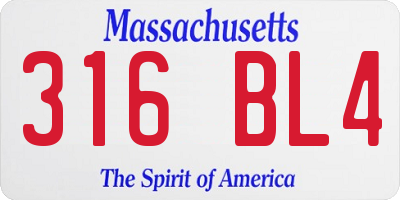 MA license plate 316BL4