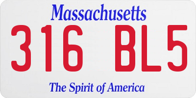 MA license plate 316BL5
