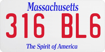 MA license plate 316BL6