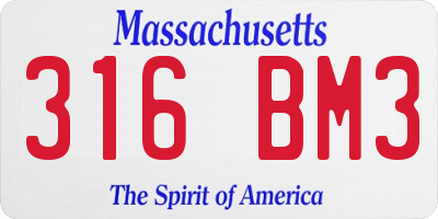 MA license plate 316BM3
