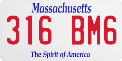 MA license plate 316BM6