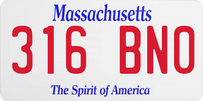 MA license plate 316BN0