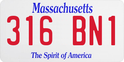 MA license plate 316BN1