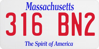 MA license plate 316BN2