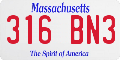 MA license plate 316BN3