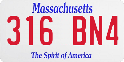 MA license plate 316BN4