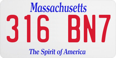 MA license plate 316BN7