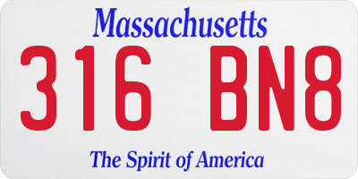 MA license plate 316BN8