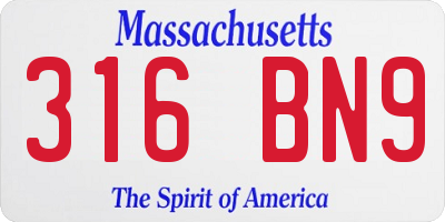MA license plate 316BN9