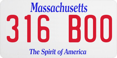 MA license plate 316BO0