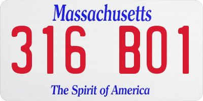 MA license plate 316BO1