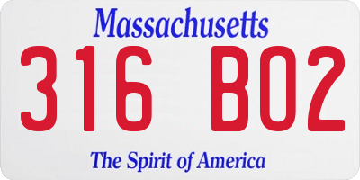 MA license plate 316BO2