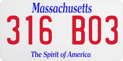 MA license plate 316BO3
