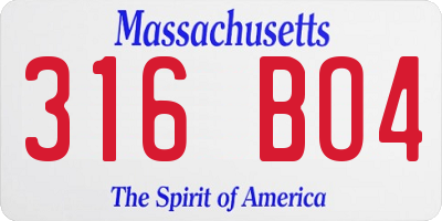 MA license plate 316BO4
