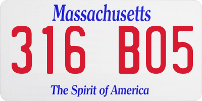 MA license plate 316BO5