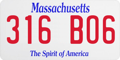MA license plate 316BO6