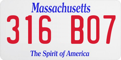 MA license plate 316BO7