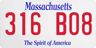 MA license plate 316BO8