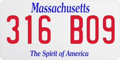 MA license plate 316BO9