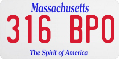 MA license plate 316BP0