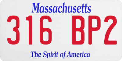 MA license plate 316BP2