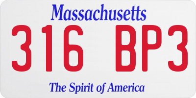 MA license plate 316BP3
