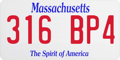 MA license plate 316BP4
