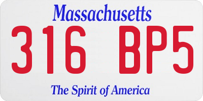MA license plate 316BP5