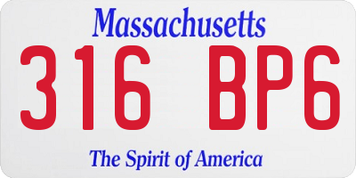 MA license plate 316BP6