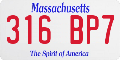 MA license plate 316BP7