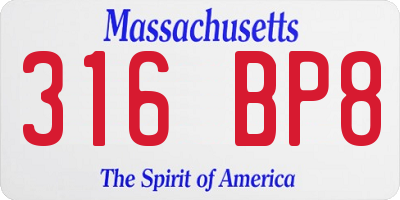 MA license plate 316BP8