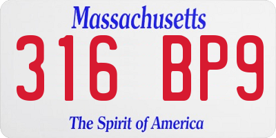 MA license plate 316BP9