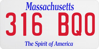 MA license plate 316BQ0