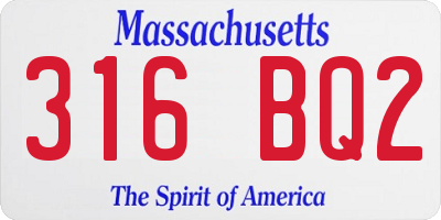 MA license plate 316BQ2